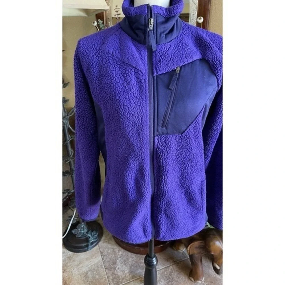 Columbia‎ Womens M Purple Sherpa Fleece Jacket Full Zip Outdoor Hiking Cozy